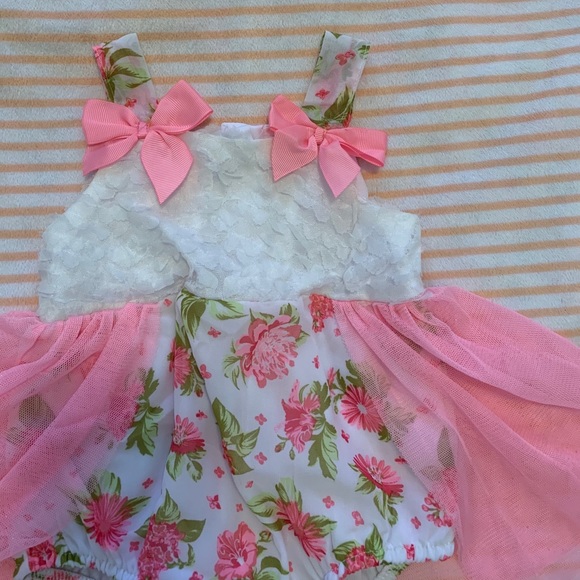 Floral Pink Tulle Onesie - Picture 2 of 5